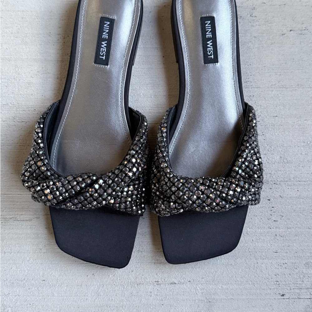 Nine West Black Embellished Women's Sandals - Picture 3 of 3